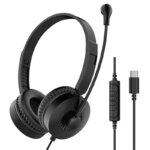 Professional Over-Ear Type C Wired Audio Call Center Headset Noise Cancelling Headphone With Mic and Mute for Video Conference