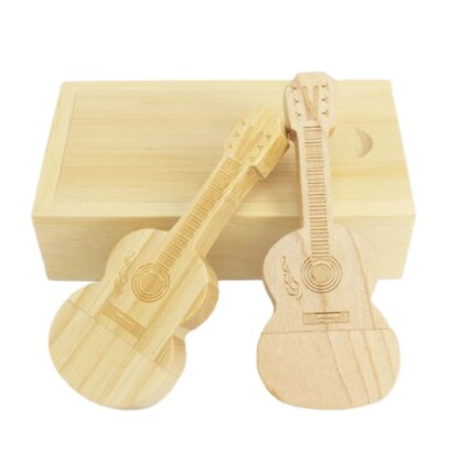 Customized Logo Music Guitar Shape Flash Drive Usb Wholesale Price 2.0 3.0 8GB 16GB 32GB 64 GB Usb Disk Wooden Usb Thumb Drive