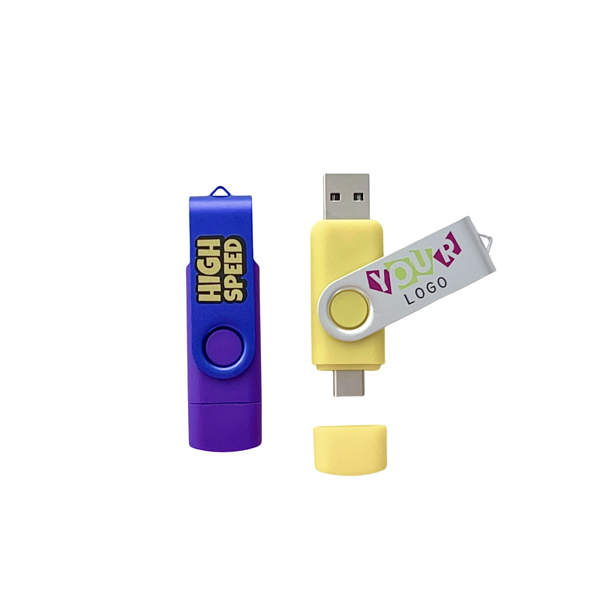 H339e30c0092149ad8b37b454b23d5e09t Custom Logo Swivel Usb Flash Drive High Quality 2 in 1 Type C Pendrive Usb Flash Drive 4GB 8GB 16GB 32GB 64GB 128GB Pen Drive - Image 1