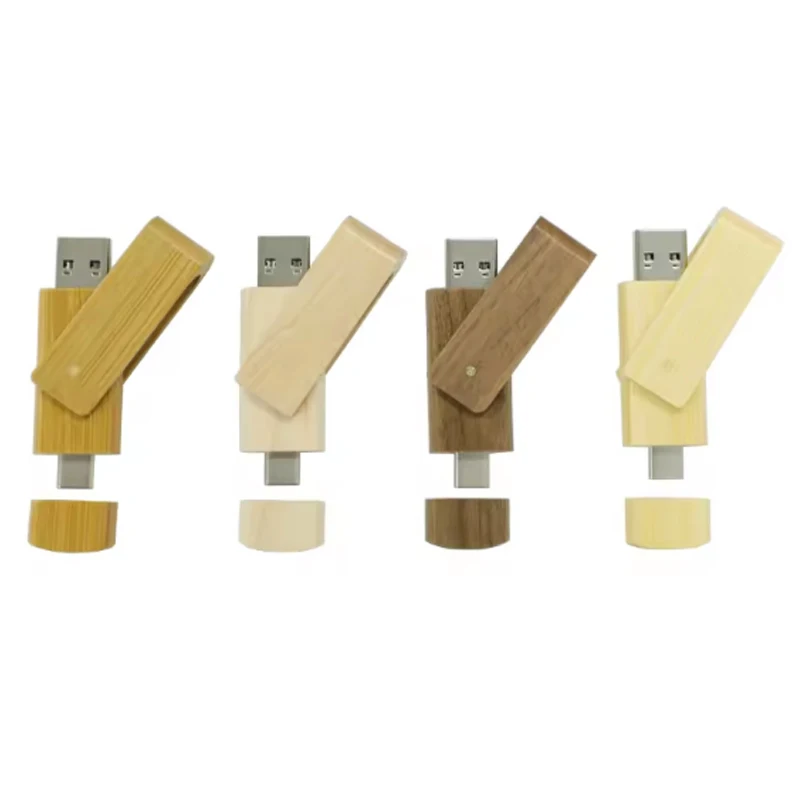 H390791e6ec1e4908a669beff1d9a37e7n Personalized Wooden USB 2.0 3.0 Type-C OTG Pendrive High Speed 2 in 1 USB Flash Drive OTG Pen Drive 32GB 64GB USB- C Flash Drive - Image 1