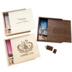 Custom Wooden Engraved Gift Box Sliding Top With USB Flash Drive 2.0 3.0 8GB 16GB 32GB 64GB Photo Wedding Memory Box USB Stick
