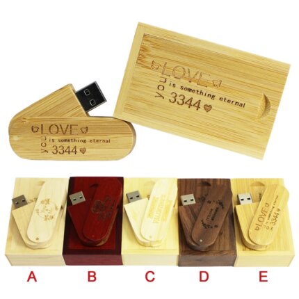 Personalised Bamboo Walnut Maple Swivel Wooden Thumb Drive 2.0 3.0 8GB 16GB 32GB 64GB Cles USB Wood Promotional Usb Flash Drive