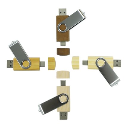 Custom Wooden 2in1 Otg Type c Usb Flash Drive 2.0 3.0 Cle Usb-C Memory Stick 8GB 16GB 32GB 64GB Pendrive for Smartphones PC