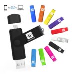 Rotating USB 2.0 4GB-128GB Customized Smartphone OTG Flash Drives New 3-Year Warranty 10+ Year Data Retention