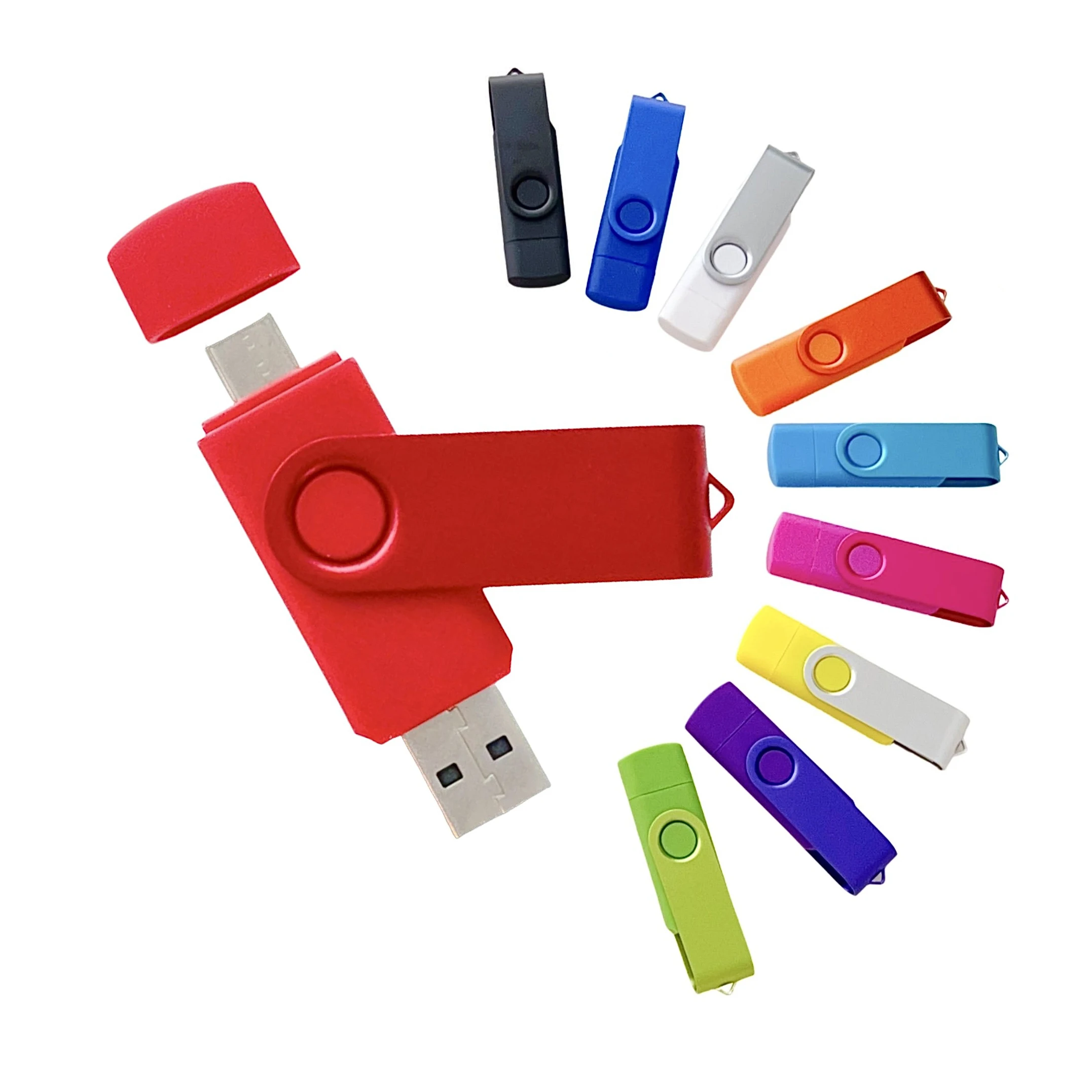 H87da5e699c2a4c0e96e87dafa9db27c5Z Personalised Logo 2 in 1 OTG USB C to USB a Dual Port Thumb Drive 2.0 3.0 16GB 32GB 64 GB Type C Memory Stick Metal Jump Drive - Image 1