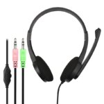 Bulk Price in Stock Computer Pc 3.5mm Wired Headsets with Microphone Volume Control Wired Earphones Headphones - Image 3
