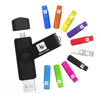 High Quality 2 in 1 Swivel Usb 2.0 3.0 OTG 128gb 64 Gb Pendrive 2GB 32GB 16GB 8GB Metal Memory Stick Disk OTG Usb Flash Drive
