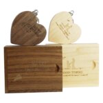 Personalised Wooden Gift Box Flash Memory 2.0 8GB Wedding Gift Pendrive Heart Shape USB Flash Drives 16G 32GB 64GB - Image 2