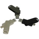 2025 Factory Producing with Custom logo OTG Phone Usb Pen Drive 16gb 32gb 64gb 3in1 2in1 Metal Casing OTG Usb Flash Drive