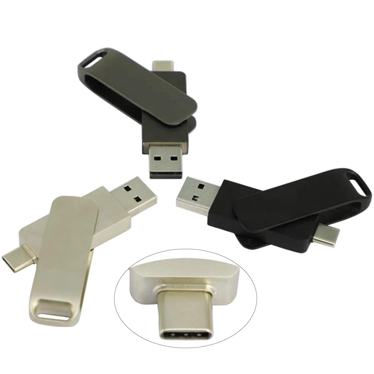 Hc02f47e844d449df93541f814ada1ce4H Personalised Metal Dual Port USB 2.0 USB-C Pendrive 2 in 1 Pen Drive Memory Stick with Type-C 16GB 32GB 64GB OTG USB Flash Drive - Image 1