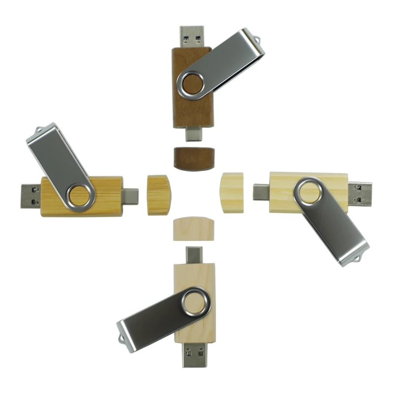 He244dc42f1e1431f8cb0e18fbc445d5cm High Quality 2 in 1 Type C Usb Flash Drive Wooden 2.0 3.0 Pendrive 4GB 8GB 16GB 32GB Pen Drive 64GB 128GB Memory Stick Usb - Image 1
