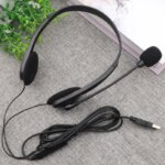 USB Wired Computer Headset Earphones with Microphone for Office & Call Center Meetings & Business Calls Headset Headphones - Image 3
