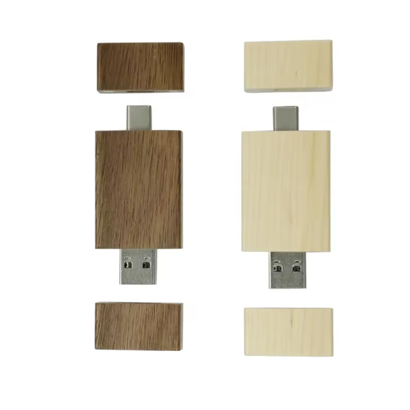 Hf2468de253444057baffd04c592901f8t Personalised logo Wood Otg Type-c Usb Flash Drive High Speed Usb Device 2.0 3.0 Cle Usb Otg Type c for Mobile Phone Smartphones - Image 1