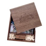 Wooden USB 2.0 3.0 Flash Drives Maple Walnut+170*170*35MM Album Box Pen Drive 32GB 64GB Photography Wedding Gift Memory Stick