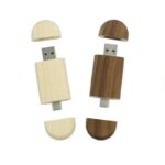 Custom Logo Wood Wooden Type C OTG USB Flash Drive 2.0 3.0 32GB 64GB USB-C Cle USB for Smartphones 2 in 1 Pendrive